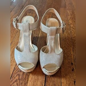 Women's Metallic T-Strap Platform Sandals - Silver /Antonio Melani